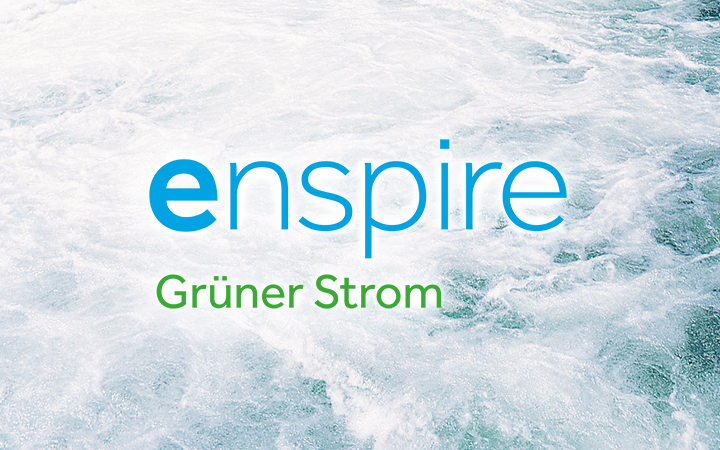 Logo Enspire auf Wasser-Hintergrund